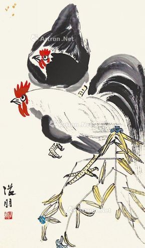 张朋 双鸡图