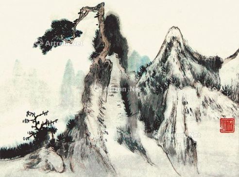 张伏山 峭壁孤松