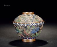 清中期 铜胎珐琅花卉纹盖碗