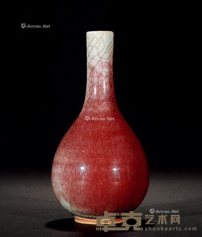 清乾隆 红釉胆瓶 高14.5cm