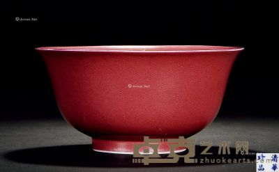 清光绪 胭脂红釉碗 直径14cm