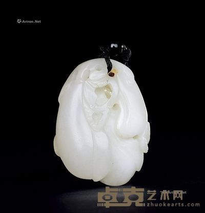 清 青白玉瓜形坠 高5.5cm