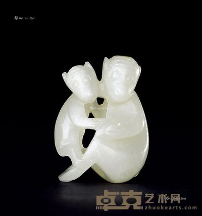 明 白玉辈辈猴坠 高3.5cm