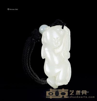 清初 白玉童子 高5.5cm