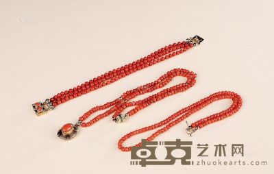 19世纪 红珊瑚项链 （三条） 尺寸不一