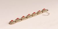 19世纪 蕾丝嵌红珊瑚手链（法）