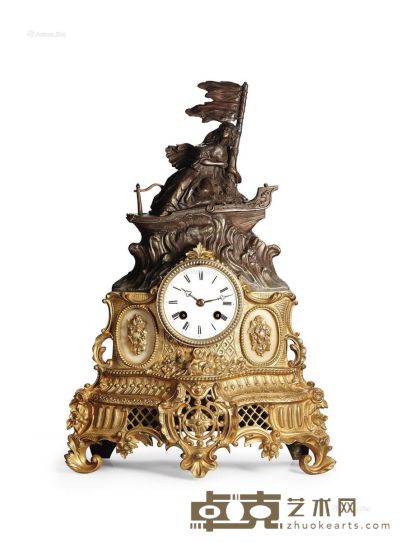 19世纪西洋仕女鎏金座钟 