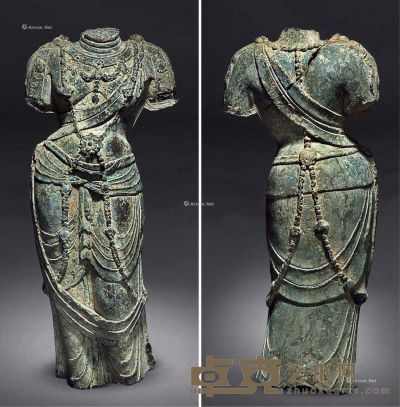唐代 青石雕菩萨像 长18cm；宽31cm；高73cm