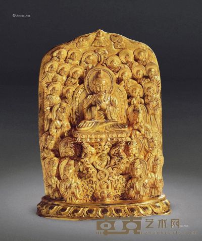 清 藏传铜鎏金佛像 长14.5cm；宽5cm；高20cm