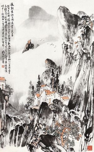 朱修立 新安民居图