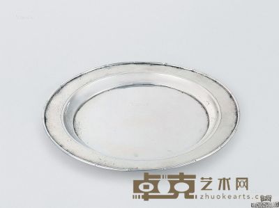 清代 银制竹节银盘 重274g；直径20.5cm