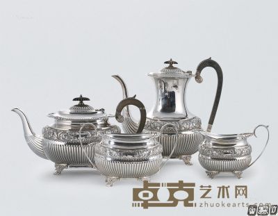 1906年作 银制茶具 咖啡具 （四件套） 总重1800g；高16.5cm；23cm；10.5cm；11.5cm