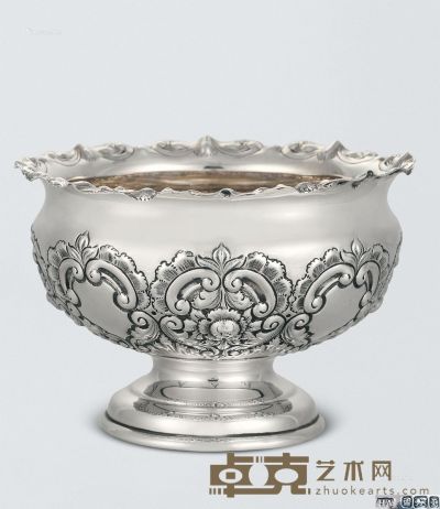 1909年作 爱德华国王时期圆形银制带座碗 重281g；直径16cm