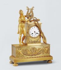 十九世纪法国帝政风格铜镶金人物壁炉钟