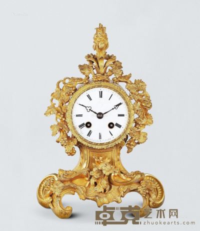 十九世纪中期法国镀金黄铜小壁炉钟 高25cm