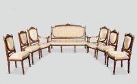 1900年作 法国路易十六风格胡桃木客厅沙发套装