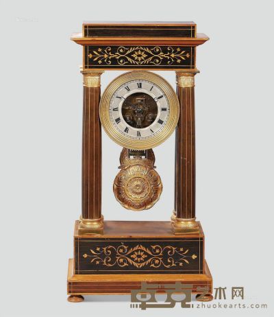 19世纪中期 法国果木壁炉钟 高47cm