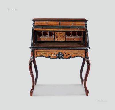 19世纪 英国乔治三世风格圆筒写字桌