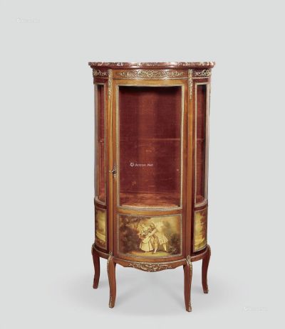 19世纪 法国过渡时期风格胡桃木珍宝柜