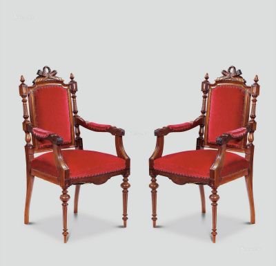 约1850-1870年作 十九世纪扶手对椅