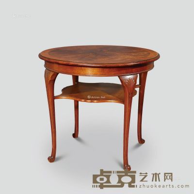 十九世纪路易十四风格双层小圆桌 高74cm×直径65cm