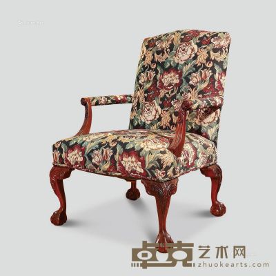 约1960年作 胡桃木花纹扶手椅 长72cm×宽84cm×高103cm
