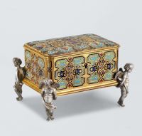 约1880年作 法国铜镀金多彩首饰盒