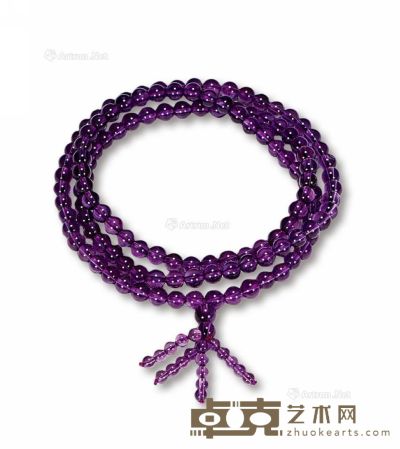 紫晶手串 珠径0.6cm，总长74cm；重40.3g