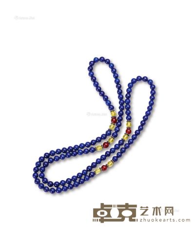 青金石佛珠手串 珠径0.6cm；珠链总长70cm；重43g