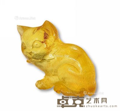 金珀小猫 雕件4×4.5×2.5cm；重22g