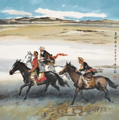 姜坤 高原奔马 70×68cm