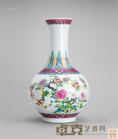 民国 粉彩花果纹赏瓶 高39.5cm