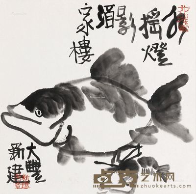 朱新建 水摇灯影酒家楼 35×34cm