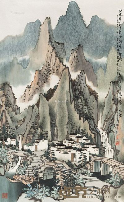 方骏 宋人词意图 52×85cm