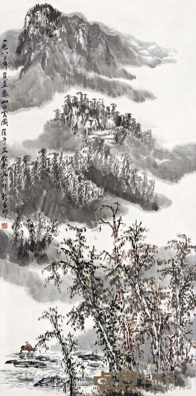 罗平安 秦山白云图 137×67.5cm