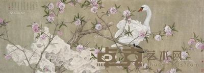 陈胜 梳翎琼树图 46×130cm