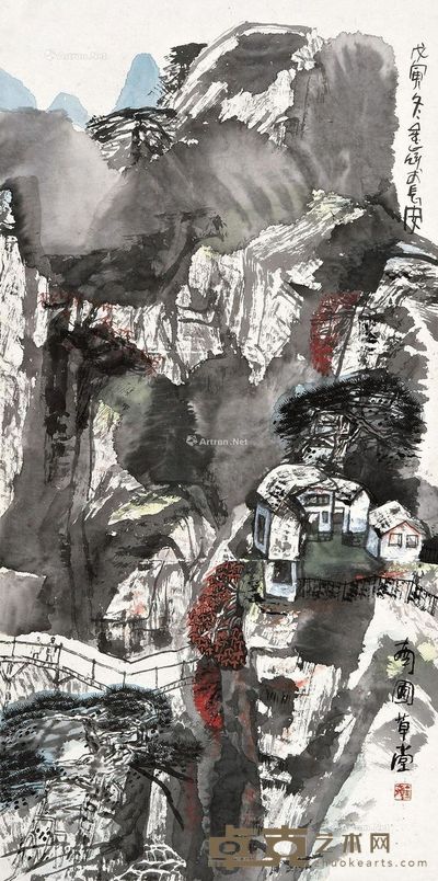 王金岭 山林秋色 133.5×66cm