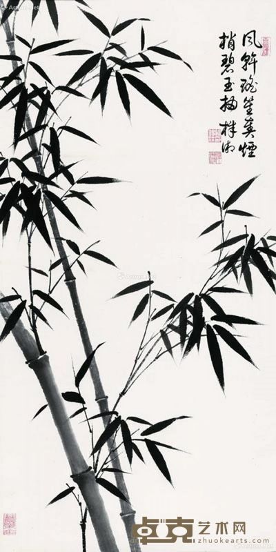 殷梓湘 墨竹 67×34cm