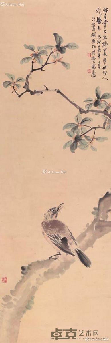 胡汀鹭 花鸟 125×40cm