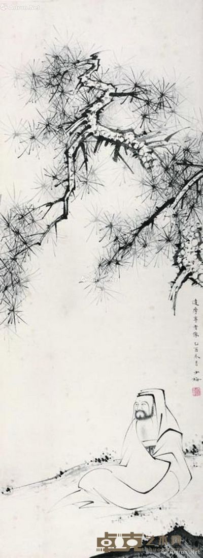 陈少梅 松下达摩 88×32cm