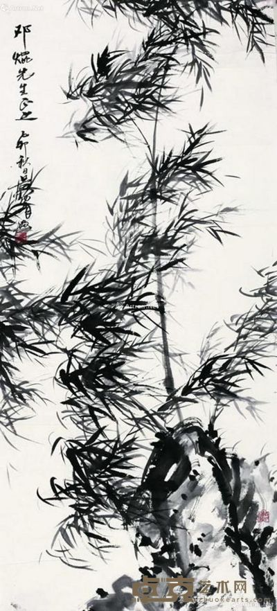 黄胄 墨竹 140×59cm