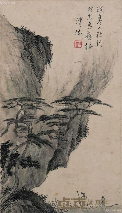 溥儒 山水 28×16cm