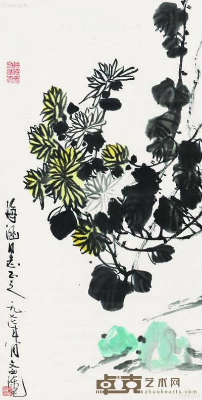 刘文西 菊花 68×34cm