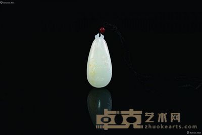 和田白玉籽料山水人物佩 5.7×2.7×1cm