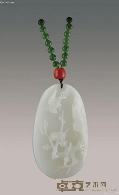 和田白玉籽料喜上眉梢挂件 7.5×4.5×0.7cm