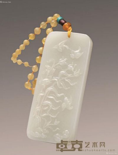 和田白玉籽料五谷丰登牌 8.1×3.5×0.6cm