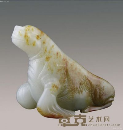 和田白玉籽料海精灵摆件 7.2×6.7×4.3cm