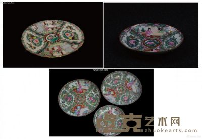 19世纪精美中国出口粉彩盘五件 