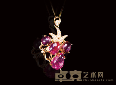 金托镶钻红碧玺吊坠（主石：7.2ct） 