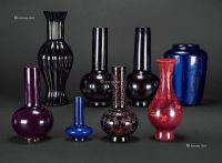 清 料器花瓶 （一组八件）